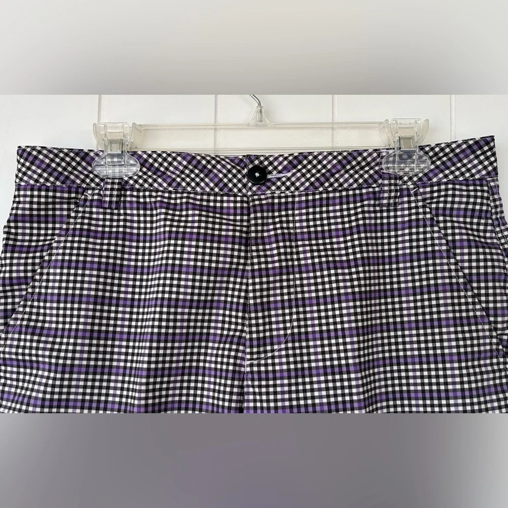 Puma Brand‎ Men’s 10” Golf Shorts Black/White/Purple Check Size 32
